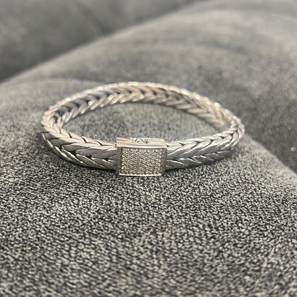 John Hardy Sterling Silver Modern Chain Pave Diamond Bracelet